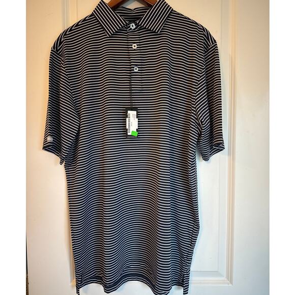 Straight Down Del Mar Stripe Performance Polo Shirt Blue Moisture Wicking L ⛳ - Picture 5 of 9